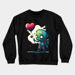 Cute Zombie Lost Heart Ballon or Sad Zombie and Balloon Crewneck Sweatshirt